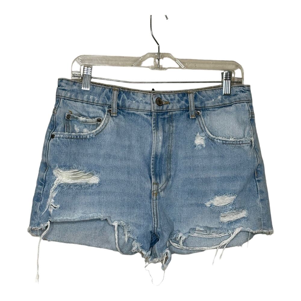 Zara blue denim distressed jean shorts size 8